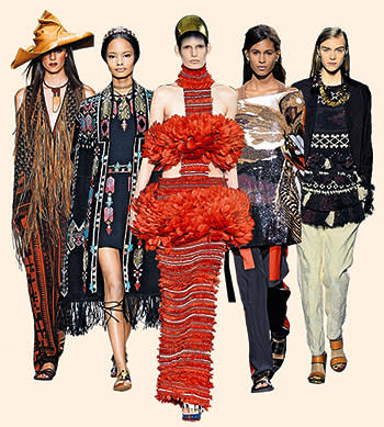 Left to right, from the spring/summer 2014 collections of Donna Karan; Valentino; Alexander McQueen; Givenchy; Dries Van Noten