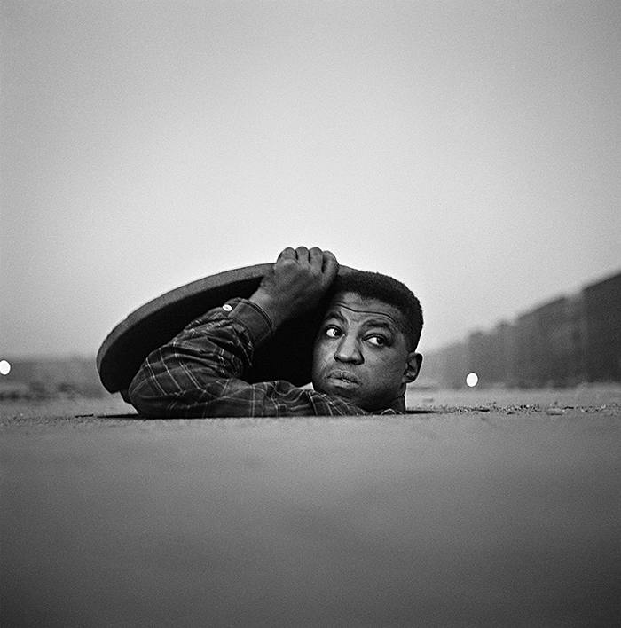 Gordon Parks The Invisible Man, Harlem, New York, 1952 Printed in 2019 Silver Gelatin Print 85 x 85 cm, 33 1/2 x 33 1/2 ins, paper size 86.5 x 86.5 cm, 34 1/8 x 34 1/8 ins, framed Edition 3/7 + 2 APs Copyright: The Gordon Parks Foundation. Courtesy of The Gordon Parks Foundation and Alison Jacques Gallery, London