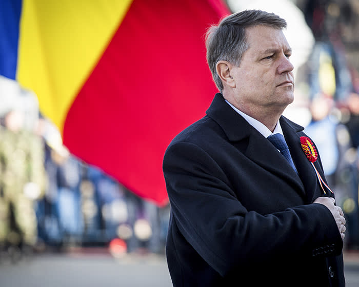 BUCHAREST, ROMANIA - DECEMBER 1: Romanian president Klaus Iohannis takes part in the Romanian National Day parade, Thursday, December 1st, 2016, in Bucharest, Romania. (Photo by Andrei Pungovschi/Anadolu Agency/Getty Images)