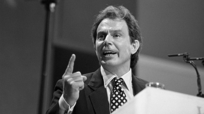 The youngest-ever Labour leader, Tony Blair, makes a point in January 1996