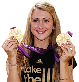 Laura Trott of Team GB poses with her gold medals