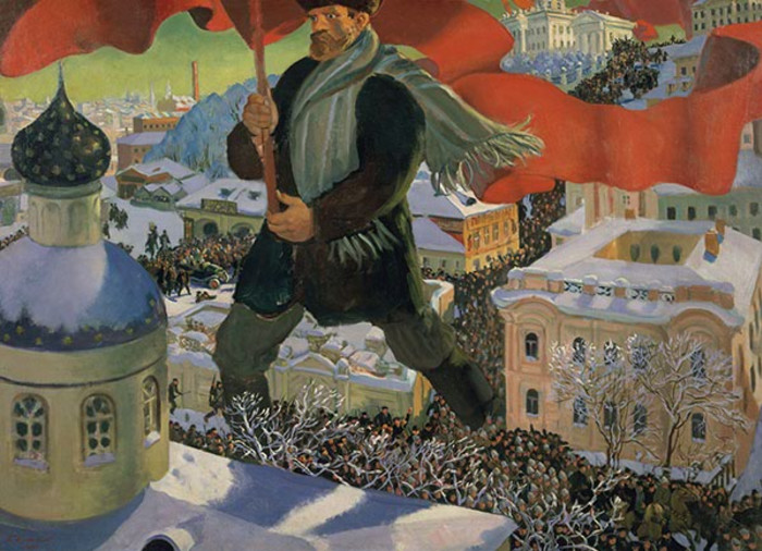 'Bolshevik', by Boris Mikailovich Kustodiev, 1920