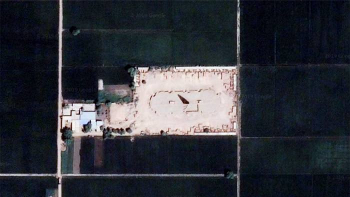 Satellite images from Google Earth of a brick kiln in Rajasthan, India