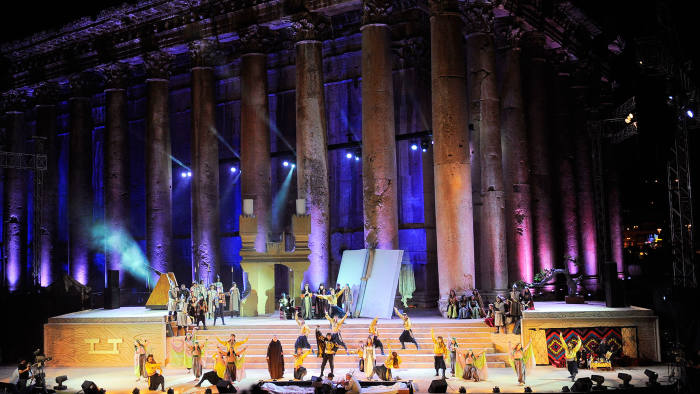 Lebanese singer Assi El Helani performing the musical play ‘From the Days of Saladin’ at the Baalbeck festival in 2011
