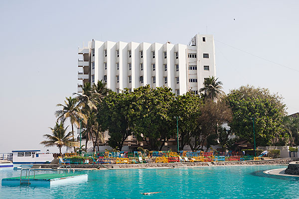 Mumbai, India- 12 March 2016: Breach Candy hospital where Alexander was born seen from the pool side area of the Breach Candy Club. A place where the family often spends time.