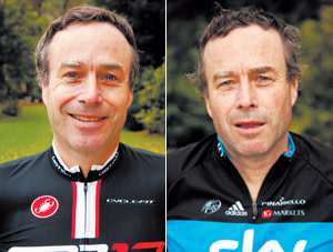 Lionel Barber before (left) and after the 242km weekend ride 