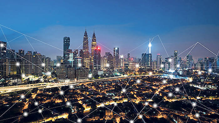 City scape and network connection concept, internet of things