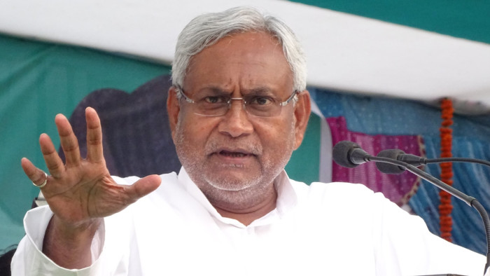 Nitish Kumar, chief minister of the Indian state of Bihar, at a rally in Punpun near Patna , October 2015