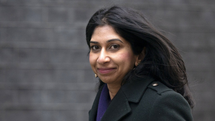 epa08285277 Britain's Attorney General Suella Braverman arrives for a cabinet meeting at Downing Street in London, Britain, 11 March 2020. Chancellor of the Exchequer Sunak is set to deliver his first Budget statement to MPs (Members of Parliament) at the House of Commons.  EPA-EFE/WILL OLIVER