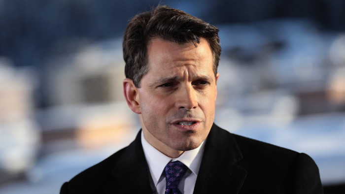 Anthony Scaramucci, SkyBridge Capital Founder and aide to U.S. President-elect Donald Trump, speaks during a Bloomberg Television interview at the World Economic Forum (WEF) in Davos, Switzerland, on Tuesday, Jan. 17, 2017. World leaders, influential executives, bankers and policy makers attend the 47th annual meeting of the World Economic Forum in Davos from Jan. 17 - 20. Photographer: Simon Dawson/Bloomberg