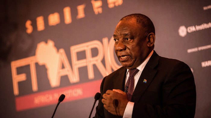 Cyril Ramaphosa talking at the FT Africa Summit