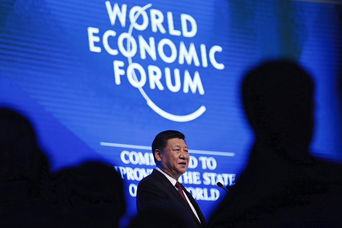 Xi Jinping, China's president, speaks during the opening plenary session of the World Economic Forum (WEF) annual meeting in Davos, Switzerland, on Tuesday, Jan. 17, 2017. World leaders, influential executives, bankers and policy makers attend the 47th annual meeting of the World Economic Forum (WEF) in Davos from Jan. 17-20. Photographer: Simon Dawson/Bloomberg