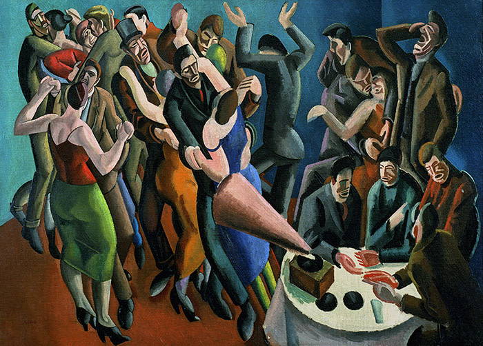 William Roberts (1895 – 1980) The Dance Club (The Jazz Party) 1923 Oil paint on canvas 762 x 1066 mm Leeds Museums and Galleries © Estate of John David Roberts. By permission of the Treasury Solicitor