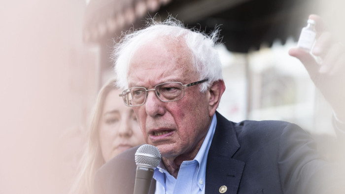 Senator Bernie Sanders, an Independent from Vermont and 2020 presidential candidate, holds up an empty bottle of Novo Nordisk Inc. NovoLog brand insulin while speaking during a campaign event at Olde Walkerville Pharmacy in Windsor, Ontario, Canada, on Sunday, July 28, 2019. Sanders joined people with type 1 diabetes on a bus trip from Detroit, Michigan to Canada to purchase insulin for one-tenth of the price sold in the U.S. Photographer: Erin Kirkland/Bloomberg