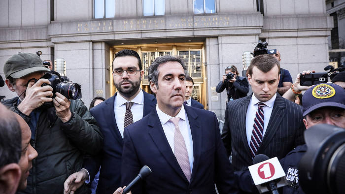 NEW YORK, NY - APRIL 26: Michael Cohen, longtime personal lawyer and confidante for President Donald Trump, leaves the United States District Court Southern District of New York on April 26, 2018 in New York City. Cohen and lawyers representing President Trump are asking the court to block Justice Department officials from reading documents and materials related to his Cohen's relationship with President Trump that they believe should be protected by attorney-client privilege. Officials with the FBI, armed with a search warrant, recently raided Cohen's office and two private residences. (Photo by Spencer Platt/Getty Images)
