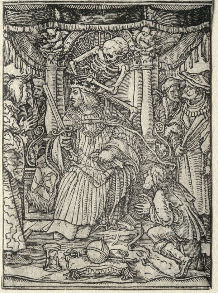 Dance of Death: The Emperor. Hans Holbein (German, 1497/98-1543). Woodcut. (Photo by: Sepia Times/ Universal Images Group via Getty Images)