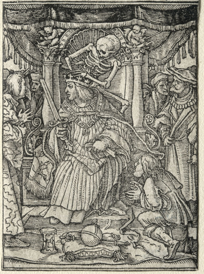 Dance of Death: The Emperor. Hans Holbein (German, 1497/98-1543). Woodcut. (Photo by: Sepia Times/ Universal Images Group via Getty Images)