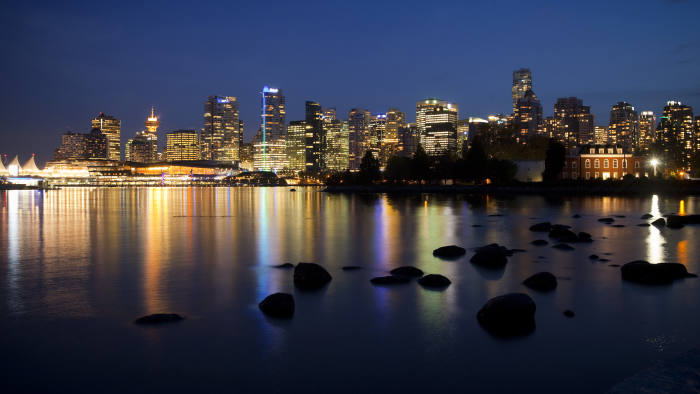 The North end of Vancouver's skyline is pictured from Stanley Park, British Columbia, Canada, on Thursday October 3, 2013. Photographer: Ben Nelms/Bloomberg