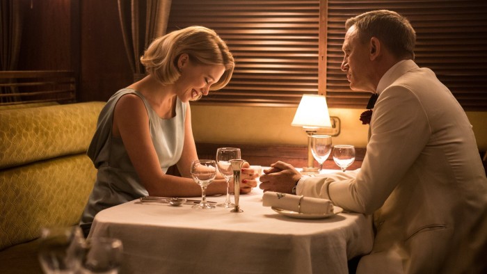 Madeleine Swann (Lea Seydoux) has dinner with James Bond (Daniel Craig) in Metro-Goldwyn-Mayer Pictures/Columbia Pictures/EON Productions’ action adventure SPECTRE.
