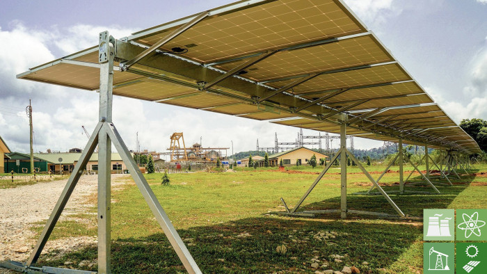 Solar tracker installed at Newmont's Akyem mine operation in Ghana Press image