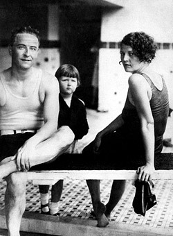 F Scott Fitzgerald and wife Zelda with daughter Scottie at the Virginia Beach