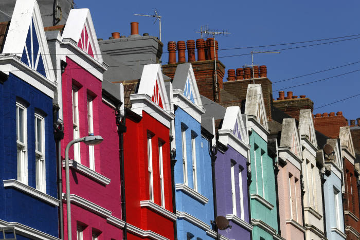 Brightly painted residential properties stand in Brighton, U.K., on Friday, March 4, 2016. U.K. house prices rose for an eighth month in February as rental investors rushed to purchase homes before a tax increase, Nationwide Building Society said. Photographer: Luke MacGregor/Bloomberg