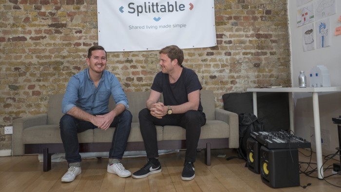 Hamish Forwood-Stokes, left, with the founder of Splittable. The LBS student is interning with the Shoreditch tech company