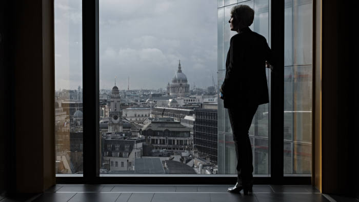 Sarah Gordon photographed for the FT by Greg Funnell at the Leadenhall Building, better known as ‘the Cheesegrater’