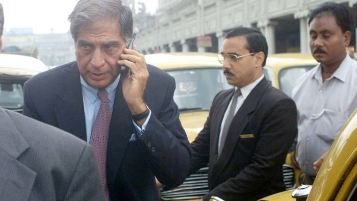 Ratan Tata, left, in Kolkata in 2000