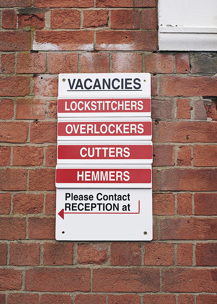 One of the many vacancy signs in Leicester’s garment district