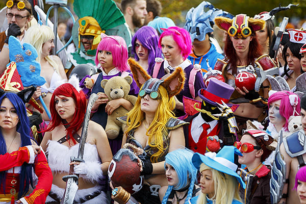 Cosplayers attend MCM Comic Con at ExCeL convention centre in London, England on October 25, 2014