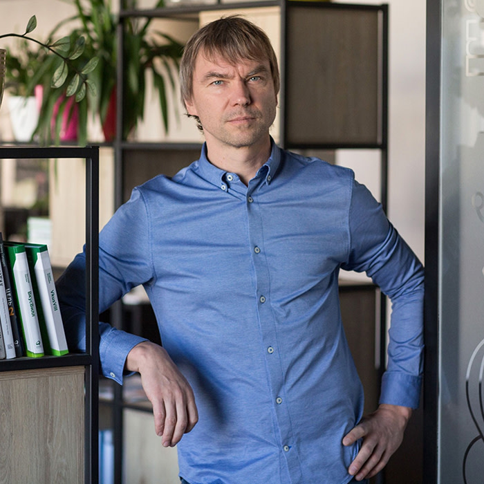 Andrey Krivenko, founder of Russian supermarket chain VkusVill, poses for a photograph at the VkusVill office in Moscow, Russia, November 21, 2019. VkusVill is a fast-growing food retailer in Moscow and the Moscow Region, focused on selling fresh products with short shelf life. The Company targets customers who make top-up purchases in between weekend shopping trips to large supermarkets and hypermarkets. VkusVill stores are neighborhood (or convenience) stores, average store trade area is 150 sqm. VkusVill sells only private label goods, and conducts strict quality control of its suppliers. The Company sells dairy, vegetables, meat, and other food categories, as well as non-food assortment.