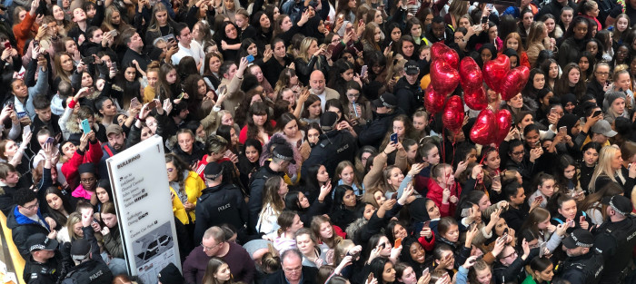 Thousands of teenagers flocked to Birmingham's Bullring to see YouTube star James Charles
