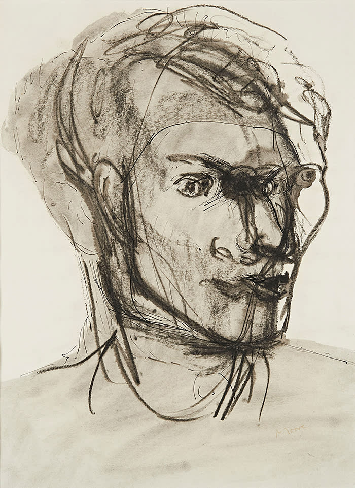 Henry Moore Portrait of Stephen Spender 1934 Pen and ink, chalk, brush and ink, wash 35 x 26 cm / 13 3/4 x 10 1/4 inches 58.5 x 47 x 1.5 cm / 23 x 18 1/2 x 5/8 in (framed) Photo: Dominic Brown Photography © The Henry Moore Foundation. All Rights Reserved, DACS / www.henry-moore.org 2018
