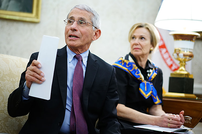 Anthony Fauci, director of the National Institute of Allergy and Infectious Diseases, and Deborah Birx, White House coronavirus response co-ordinator, have been two of Trump’s key advisers and the main public faces of the crisis