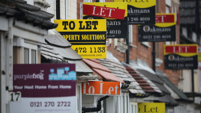 BIRMINGHAM, ENGLAND - NOVEMBER 23: An array of To Let signs adorn properties to rent in the Selly Oak area of Birmingham on November 23, 2016 in Birmingham, England. Chancellor of the Exchequer, Philip Hammond is due to deliver his autumn statement to MPs later today. It is expected that he will ban lettings agents in England from charging fees to tenants. Philip Hammond will say that shifting the cost to landlords will save 4.3 million households hundreds of pounds. (Photo by Christopher Furlong/Getty Images)