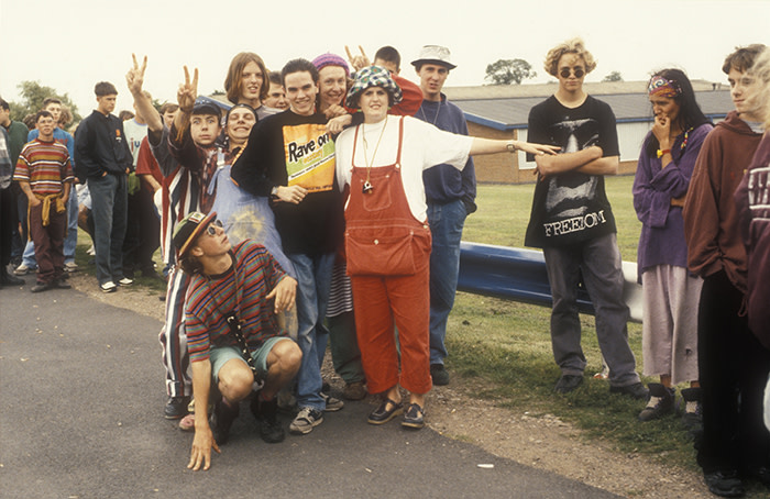 Ravers queue up at Fantasia rave. Castle Donnington, UK 1993