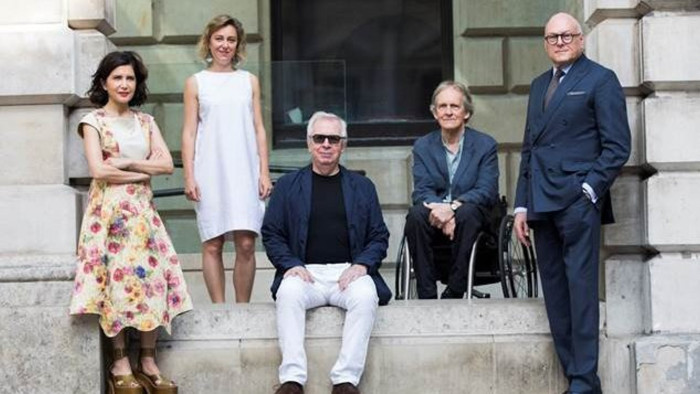 Lloyd Dorfman and Royal Academician architects Sir David Chipperfield, Farshid Moussavi and Alan Stanton attend an announcement of a major gift from The Dorfman Foundation to transform architecture at the Royal Academy with new awards and spaces in time for its 250th anniversary in 2018