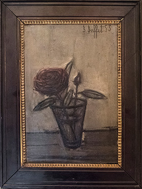 A painting of flower in a vase by French painter Bernard Buffet