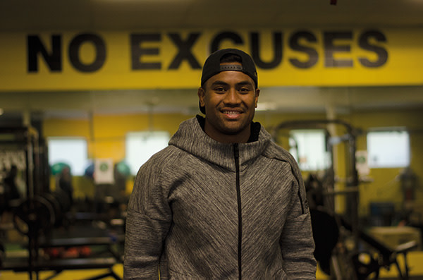 Julian Savea in the weights room of his club side the Hurricanes