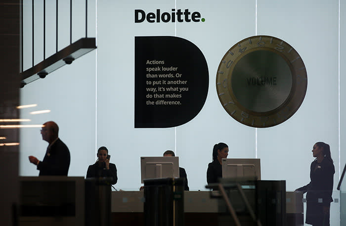 A Deloitte logo is pictured at the company's offices in London on September 25, 2017.
Deloitte said Monday that "very few" of the accounting and consultancy firm's clients were affected by a hack after a news report said systems of blue-chip clients had been breached. / AFP PHOTO / Daniel LEAL-OLIVAS        (Photo credit should read DANIEL LEAL-OLIVAS/AFP/Getty Images)