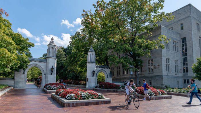 This image of Sample Gates was taken on October 8, 2018. Kelley School of Business. Indiana.