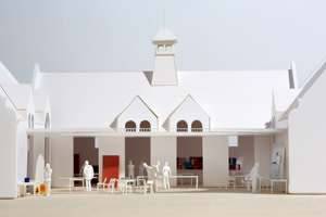A model of the Fairfield International art school that British artist Ryan Gander plans to open in Suffolk