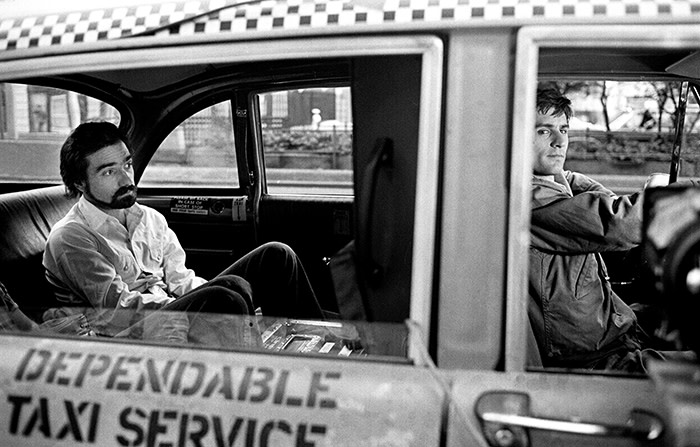 Robert De Niro and Martin Scorsese during the filming of Taxi Driver (Photo by Steve Schapiro/Corbis via Getty Images)