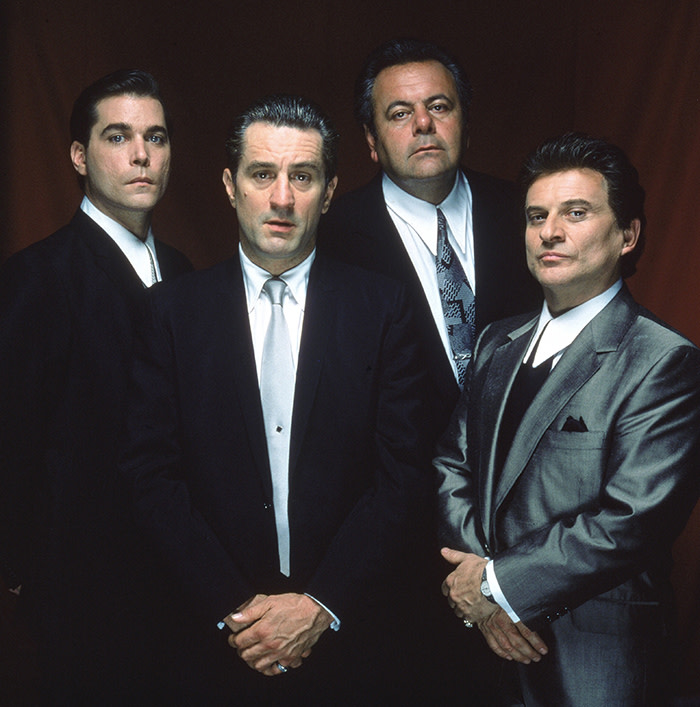 Ray Liotta, Robert De Niro, Paul Sorvino & Joe Pesci Character(s): Henry Hill, James 'Jimmy' Conway, Paul Cicero, Tommy DeVito Film: Goodfellas Director: Martin Scorsese 12 September 1990 Warner Bros. Image Ref: REIS_10312 **Warning** This Photograph is for editorial use only and is the copyright of Warner Bros. and/or the Photographer assigned by the Film or Production Company & can only be reproduced by publications in conjunction with the promotion of the above Film. A Mandatory Credit To Warner Bros. is required. The Photographer should also be credited when known. No commercial use can be granted without written authority from the Film Company.