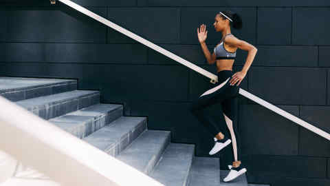 Woman running steps life coach start sport exercise health