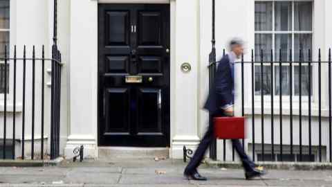 Chancellor of the Exchequer Philip Hammond poses outside No 11, Downing Street before presenting the government's new budget plan to the Parliament on November 22, 2017.