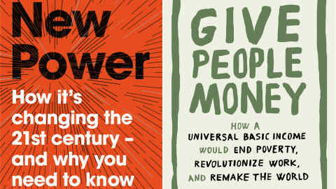 Composite image of the book covers of 'New Power' and 'Give People Money'