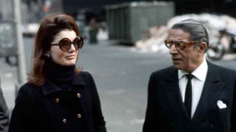 Jackie Onassis and Ari Onassis at the P.J. Clarke's in New York City, New York (Photo by Ron Galella/WireImage)