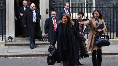 BusinessEurope president Emma Marcegagia (front) and CBI director general Carolyn Fairbairn (right) leaving 10 Downing Street, London, after a meeting between business leaders from Europe and Prime Minister Theresa May to discuss the future of UK-EU trade post-Brexit. PRESS ASSOCIATION Photo. Picture date: Monday November 13, 2017. Mrs May will attempt to win support from European businesses for her goal of moving the negotiations on to trade talks. See PA story POLITICS Brexit. Photo credit should read: Stefan Rousseau/PA Wire
